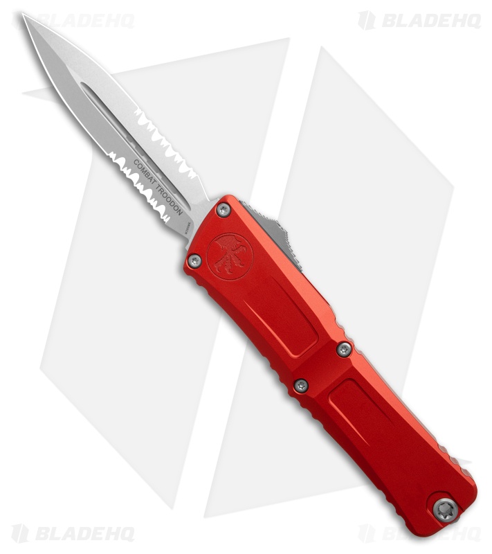 Microtech Combat Troodon D/E Gen III OTF Knife Red Aluminum (4" SW Serr)