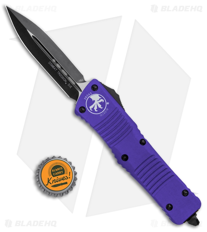 Microtech Combat Troodon D/E OTF Automatic Knife Purple (3.8" Black) 142-1PU