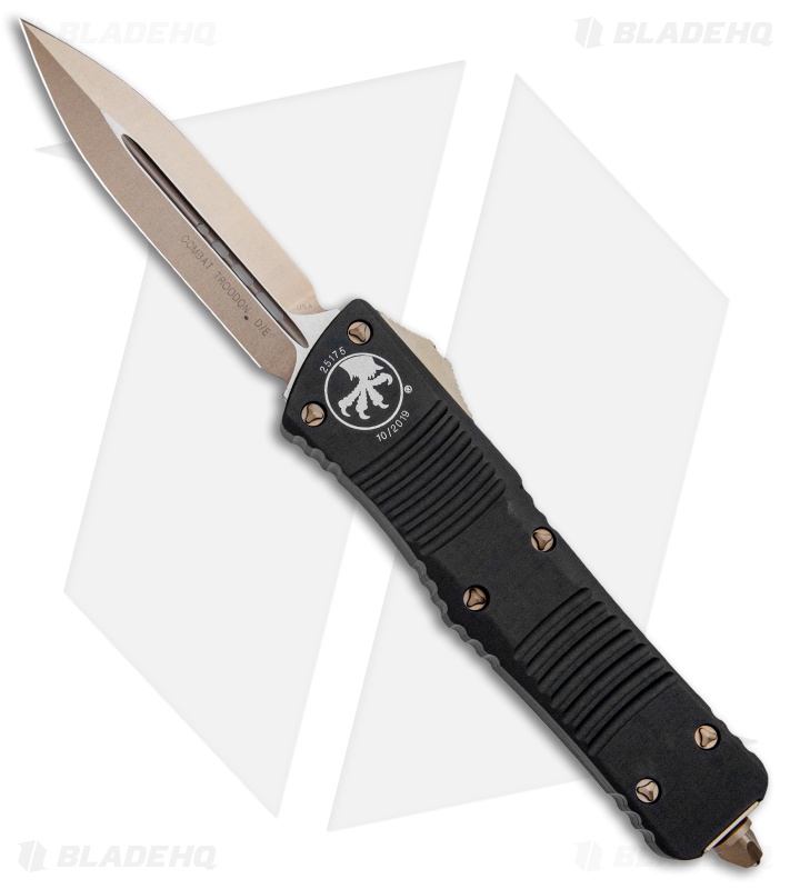 Microtech Combat Troodon D/E OTF Knife Black (3.8" Bronze) 142-13