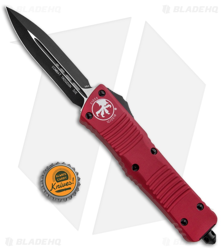 Microtech Combat Troodon D/E OTF Automatic Knife Red (3.8" Black) 142-1RD