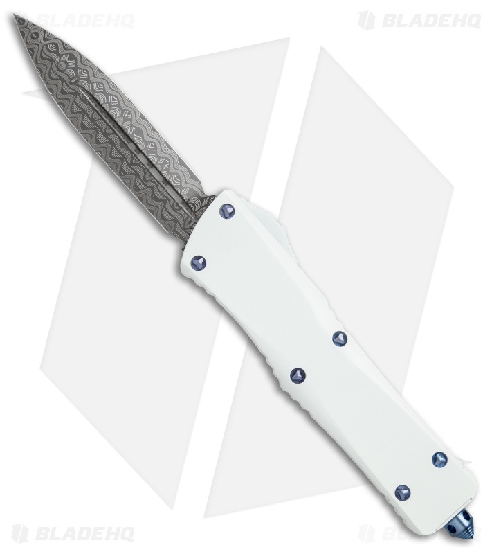 Microtech Combat Troodon D/E OTF Automatic Knife White (3.8" Damascus) 142-16WH