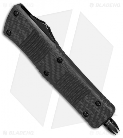 Microtech Combat Troodon Hellhound Tanto OTF CF/Silver Ti HW (3.4" Damascus)