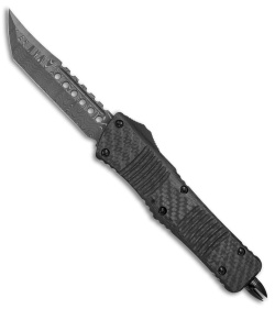 Microtech Combat Troodon Hellhound Tanto OTF CF/Silver Ti HW (3.4" Damascus)