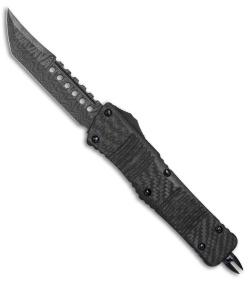 Microtech Combat Troodon Hellhound Tanto OTF CF/Blue Ti HW (3.4" Damascus)