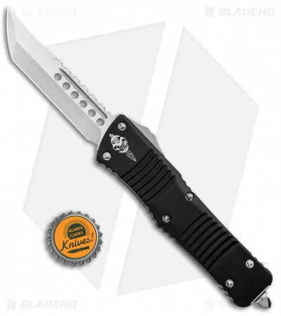 Microtech Combat Troodon Hellhound Tanto OTF Knife Black (3.8" Stonewash) 219-10