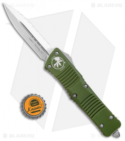 Microtech Combat Troodon OTF D/E Knife OD Green (3.8" Satin Full Serr) 142-6OD