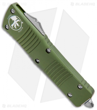 Microtech Combat Troodon OTF D/E Knife OD Green (3.8" Satin Full Serr) 142-6OD