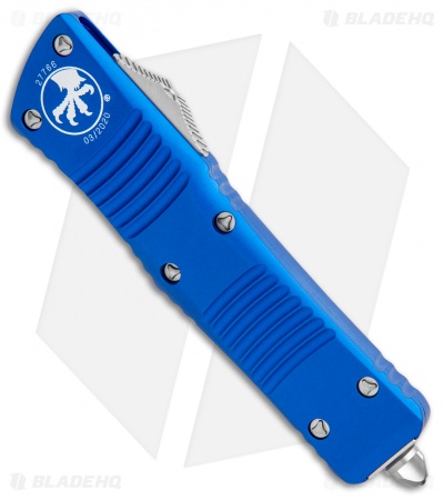 Microtech Combat Troodon OTF Knife D/E Dagge Blue (3.8" Stonewash Serr) 142-11BL