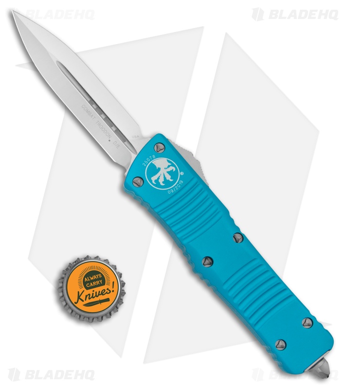 Microtech Combat Troodon D/E OTF Automatic Knife Turquoise (3.8" Satin) 142-4TQ