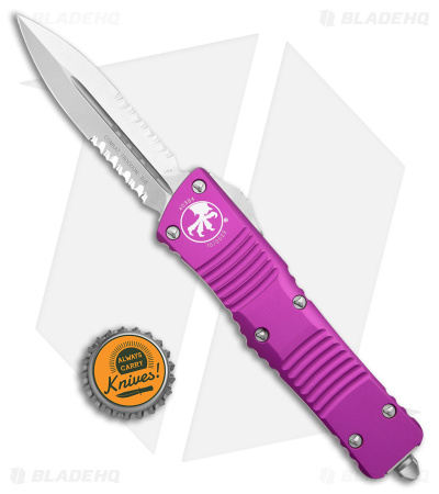 Microtech Combat Troodon OTF Knife D/E Dagger Violet (3.8" Stonewash Serr)