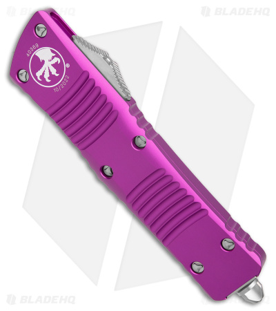 Microtech Combat Troodon OTF Knife D/E Dagger Violet (3.8" Stonewash Serr)
