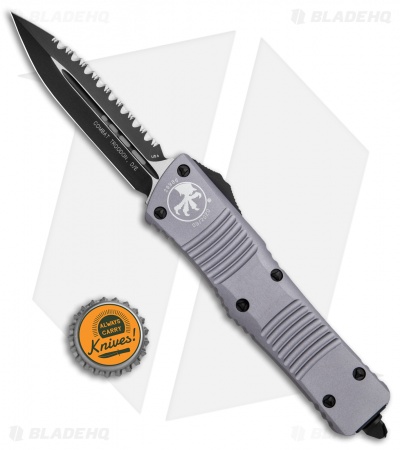 Microtech Combat Troodon OTF Dagger Automatic Knife Gray (3.8" Black Full Serr) 