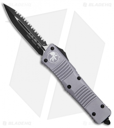 Microtech Combat Troodon OTF Dagger Automatic Knife Gray (3.8" Black Full Serr) 