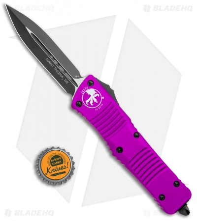 Microtech Combat Troodon OTF D/E Dagger Knife Violet (3.8" Black Plain)