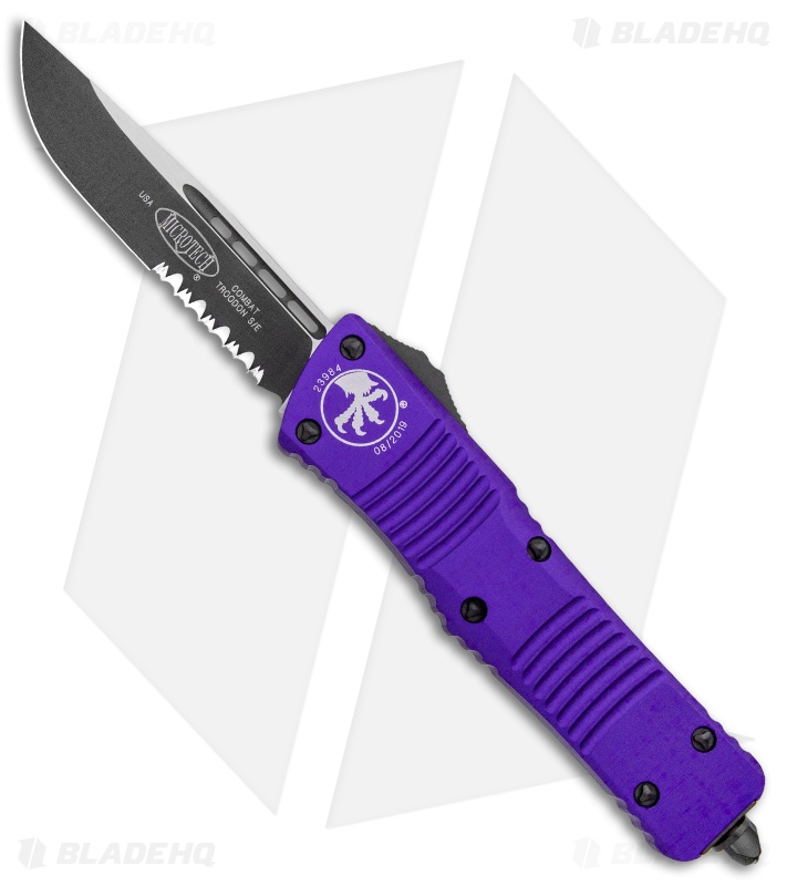 Microtech Combat Troodon S/E OTF Automatic Knife Purple (3.8" Black Serr)
