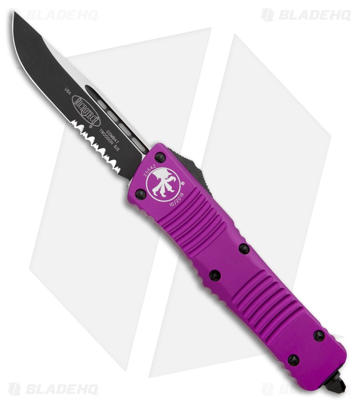 Microtech Combat Troodon S/E OTF Automatic Knife Violet (3.8" Black Serr)