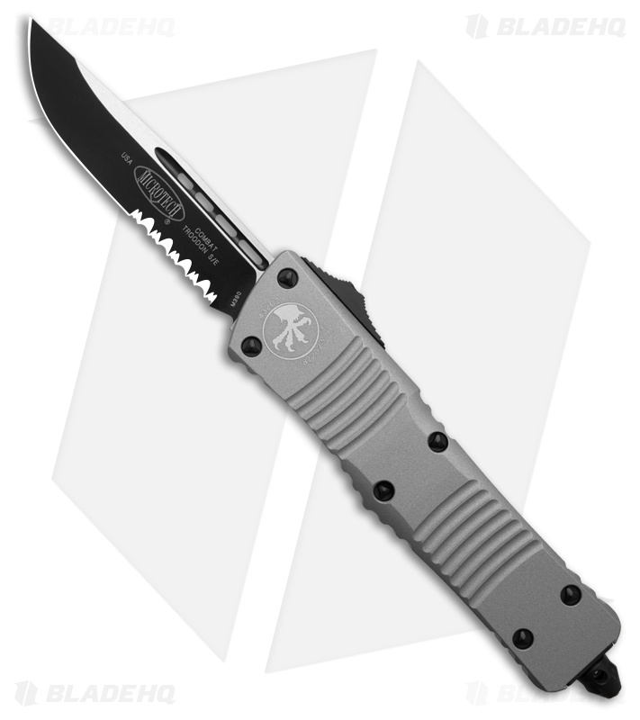 Microtech Combat Troodon S/E OTF Automatic Knife Gray (3.8" Black Serr) 143-2TG