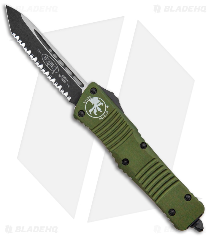 Microtech Combat T/E Automatic OTF Knife OD Green (3.8" Black Full Serr)