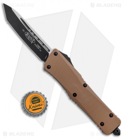 Microtech Combat Troodon T/E OTF Automatic Knife Tan G-10 (3.8" Black) 