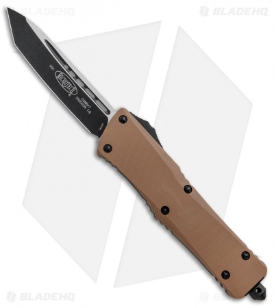 Microtech Combat Troodon T/E OTF Automatic Knife Tan G-10 (3.8" Black) 