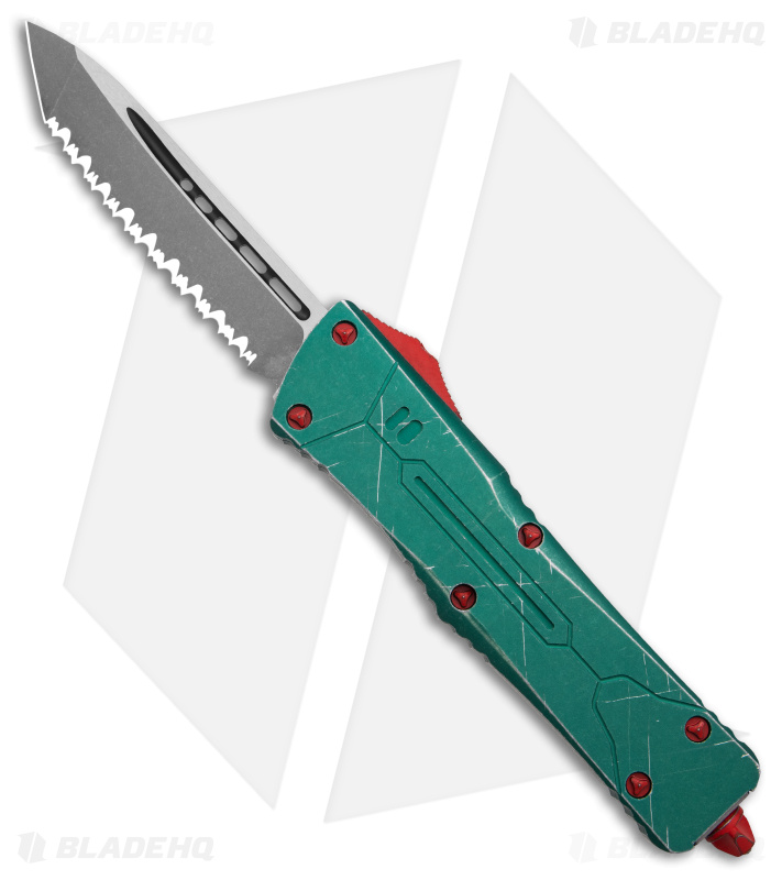 Microtech Combat Troodon Tanto Bounty Hunter OTF Knife (3.8" Apocalyptic Serr)