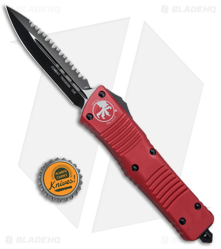 Microtech Combat Troodon D/E OTF Auto Knife Red (3.8" Black Full Serr) 142-3RD