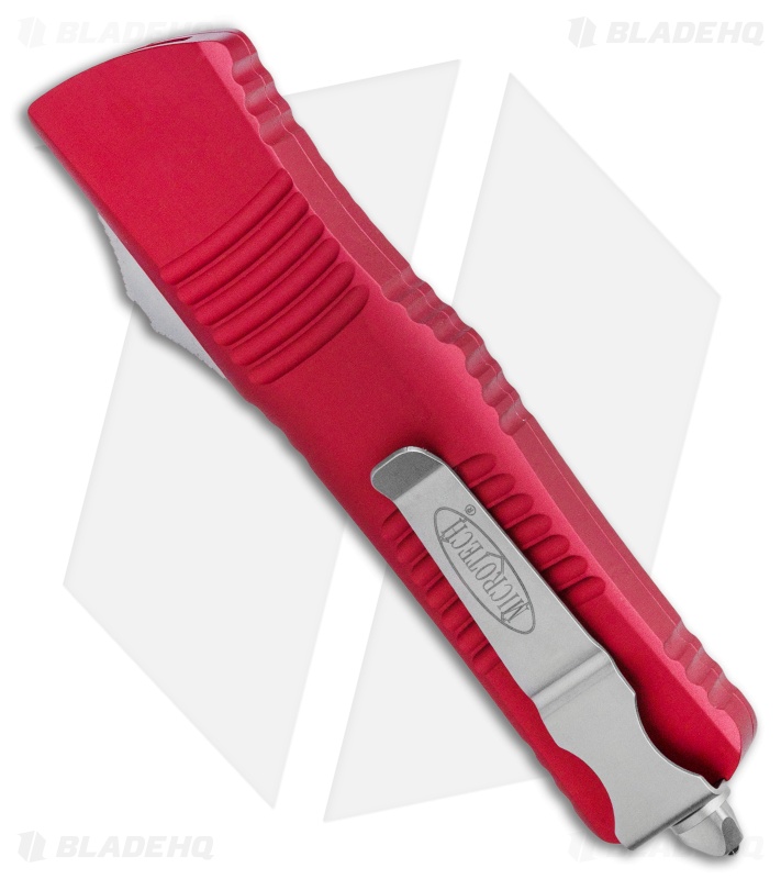 Microtech Red Combat Troodon OTF Knife (3.8" Stonewash Full Serr) 142-12RD LTD