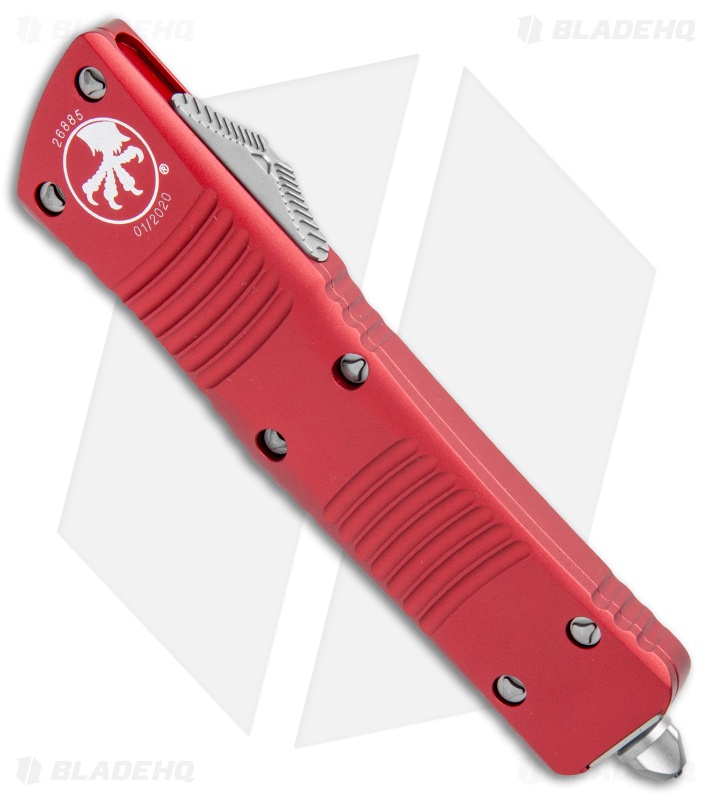 Microtech Combat Troodon D/E OTF Automatic Knife Red (3.8" Stonewash) 142-10RD