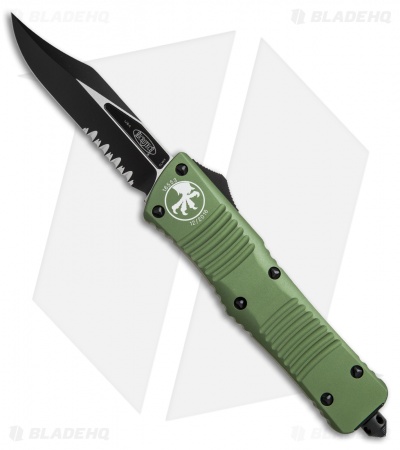 Microtech Combat Troodon Bowie OTF Knife OD Green (3.8" Black Serr) 146-2OD