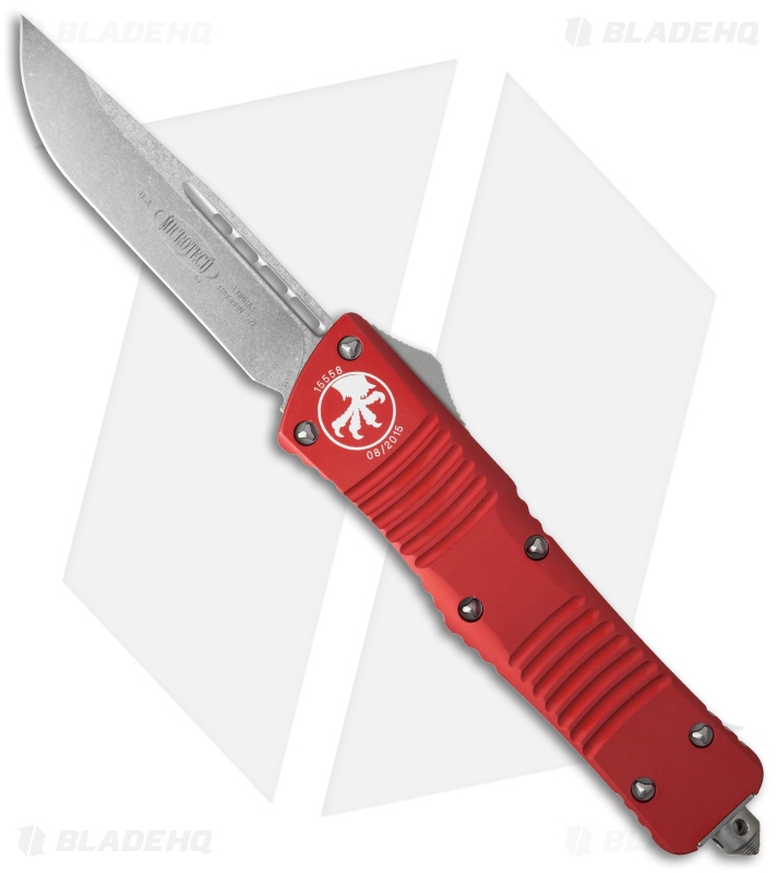 Microtech Combat Troodon S/E OTF Automatic Knife Red (3.8" Stonewash) 143-10RD