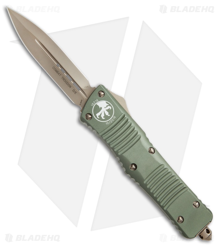 Microtech Combat Troodon D/E OTF Knife OD Green (3.8" Bronze) 142-13OD