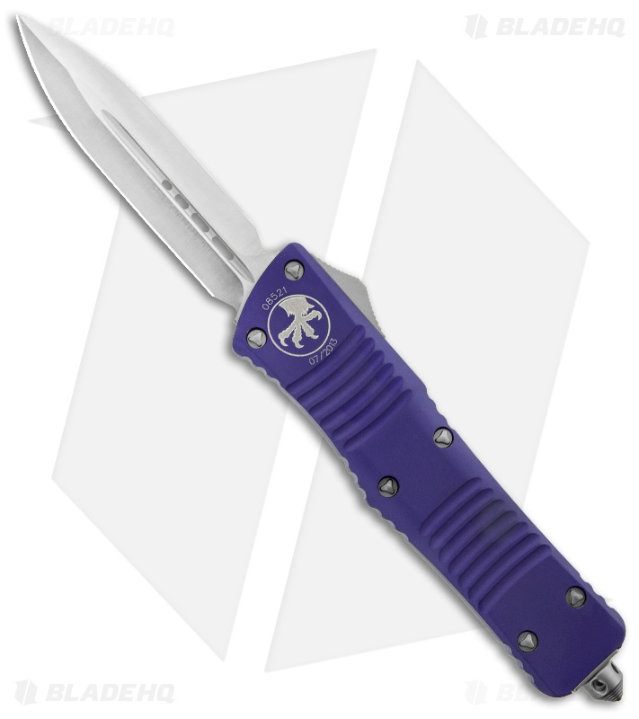 Microtech Combat Troodon Purple OTF D/E Dagger Knife (3.8" Satin Plain) 142-4PU