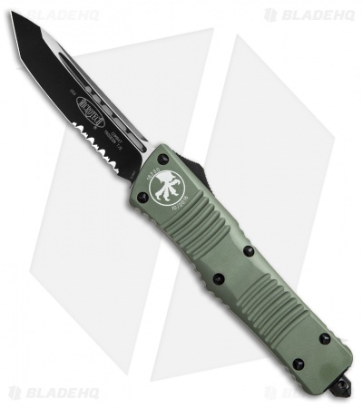 Microtech Combat Troodon Tanto OTF Automatic Knife (3.8" Black Serr) 144-2OD