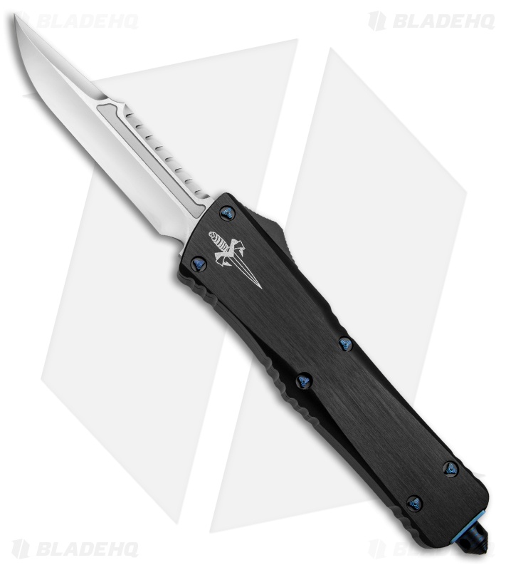 Marfione Custom Combat Interceptor OTF Knife Black w/ Blue Ti HW (Mirror Polish)