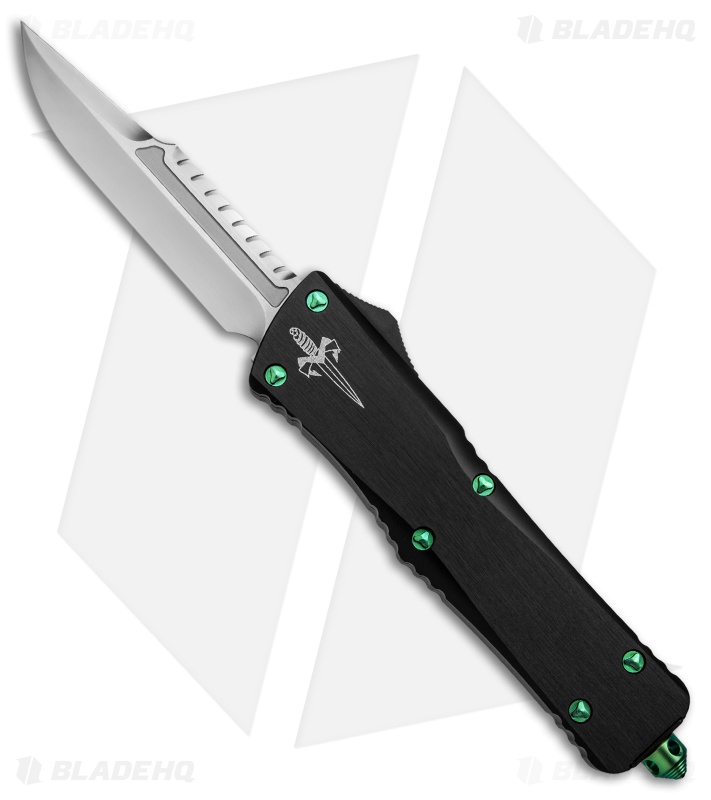 Marfione Custom Combat Interceptor OTF Knife Black w/ Green Ti HW (Hand Satin)