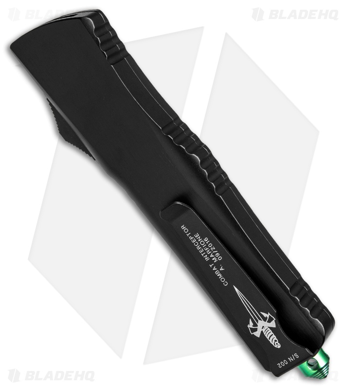 Marfione Custom Combat Interceptor OTF Knife Black w/ Green Ti HW (Hand Satin)