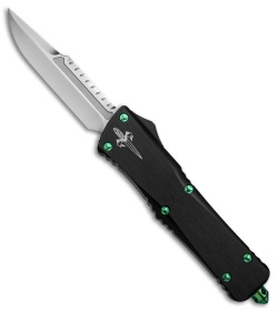 Marfione Custom Combat Interceptor OTF Knife Black w/ Green Ti HW (Hand Satin)