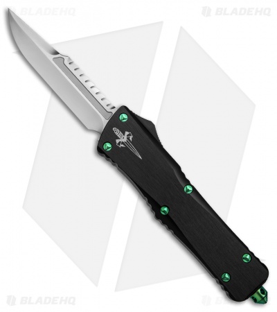 Marfione Custom Combat Interceptor OTF Knife Black w/ Green Ti HW (Hand Satin)