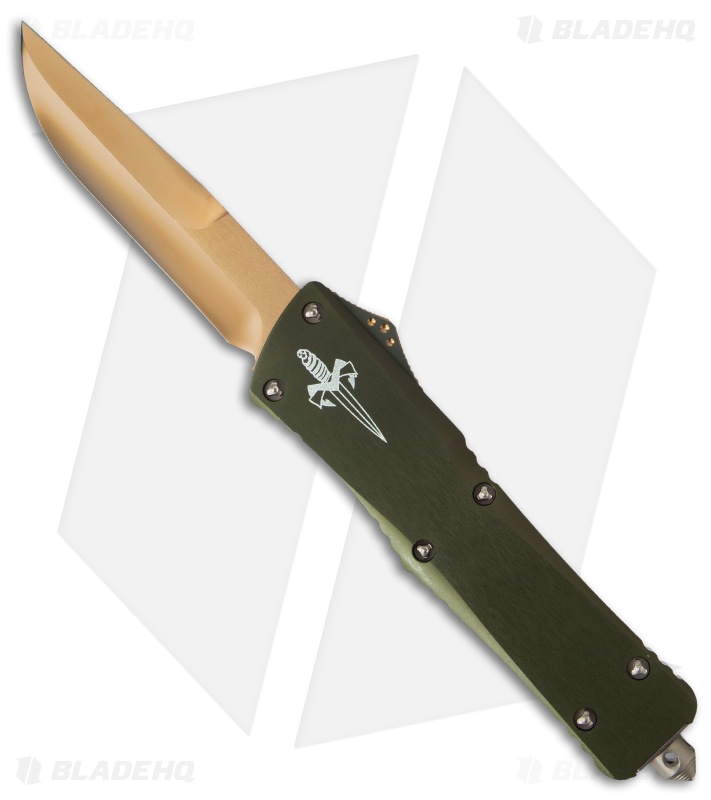 Marfione Custom Combat Troodon Clip Point OTF Knife OD (3.8" Bronze DLC MP)