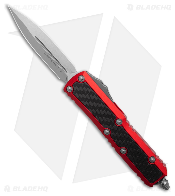 Microtech Daytona D/E OTF Automatic Knife Red Aluminum/Carbon Fiber (3" SW)