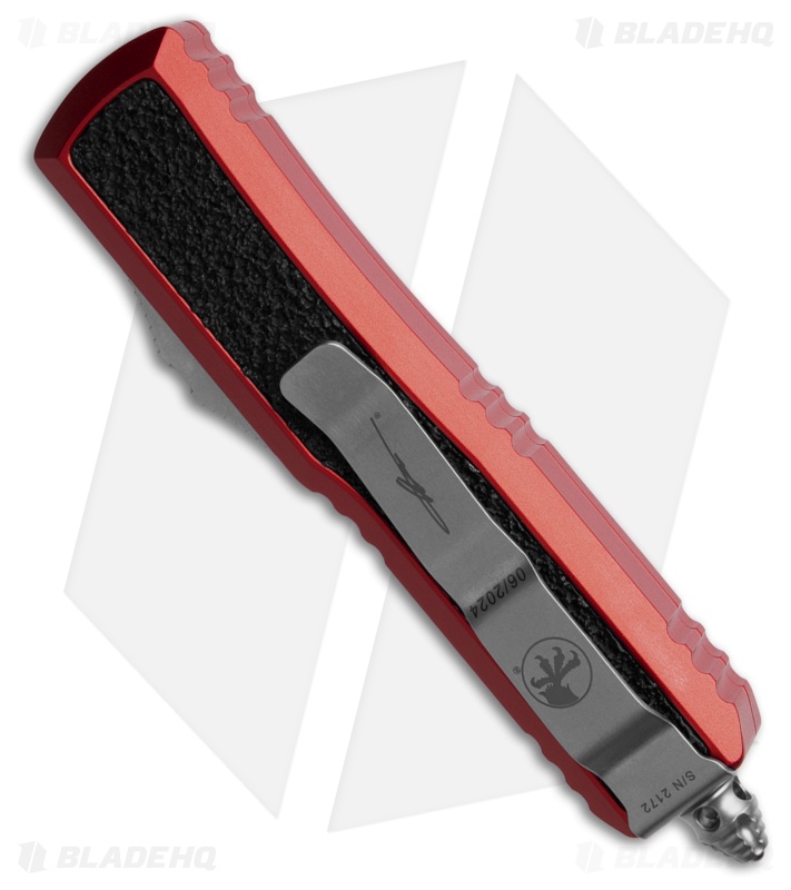 Microtech Daytona S/E OTF Automatic Knife Red Aluminum (3.25" Stonewash)