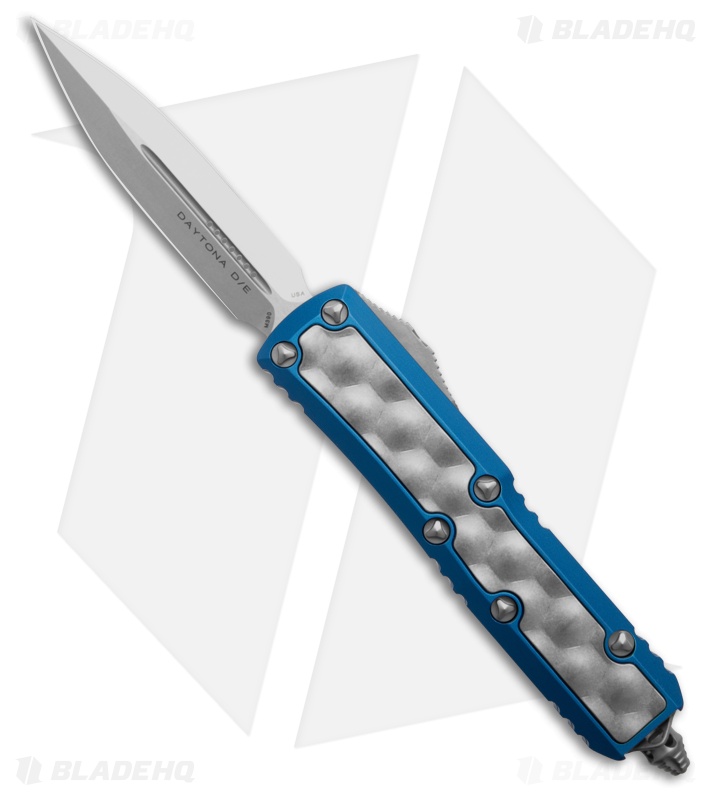 Microtech Daytona D/E OTF Automatic Knife Blue + Bubble Inlay (3.25" SW)
