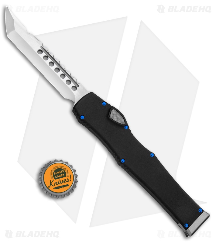Marfione Custom Halo VI Hellhound Tanto OTF Black w/ Blue HW  (4.4" Mirror) 