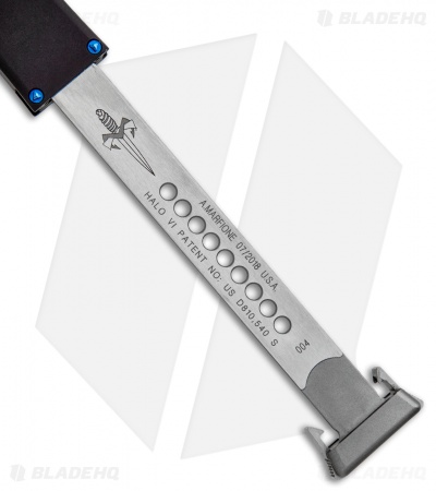 Marfione Custom Halo VI Hellhound Tanto OTF Black w/ Blue HW  (4.4" Mirror) 