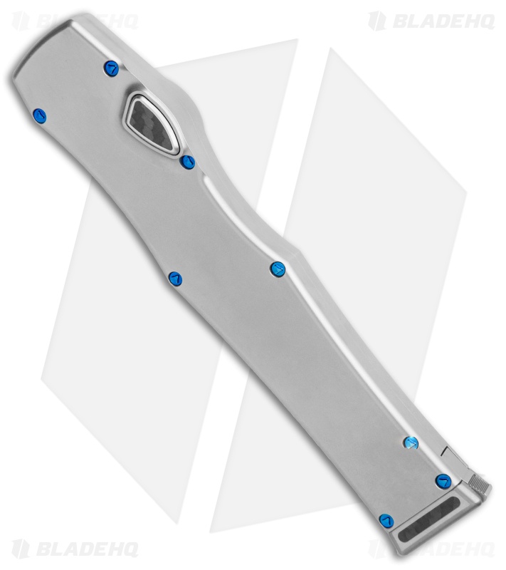 Marfione Custom Halo VI Tanto OTF Stainless Steel (4.4" Mirror) Blue Hardware 