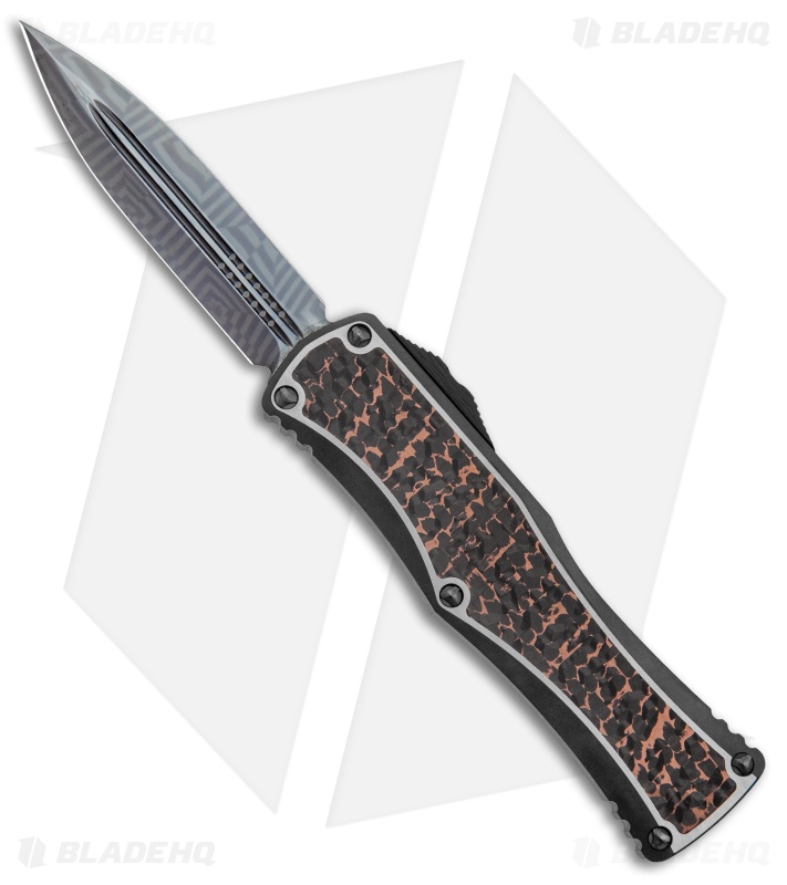 Marfione Custom Hera OTF Knife Snakeskin Copper Carbon Fiber  (3" Mosaic Dama) 
