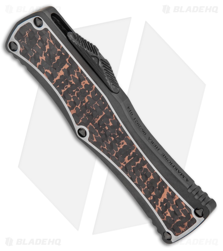 Marfione Custom Hera OTF Knife Snakeskin Copper Carbon Fiber  (3" Mosaic Dama) 