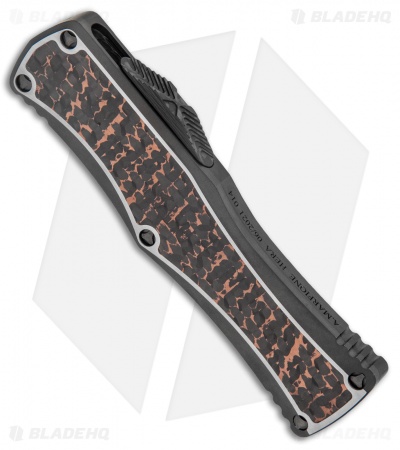 Marfione Custom Hera OTF Knife Snakeskin Copper Carbon Fiber  (3" Mosaic Dama) 