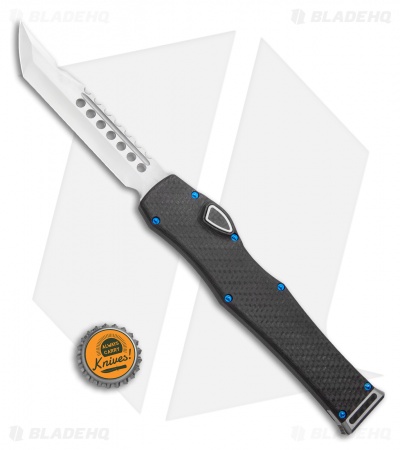 Marfione Custom Halo VI Hellhound Tanto OTF CF Top w/Blue HW  (4.4" Mirror) 