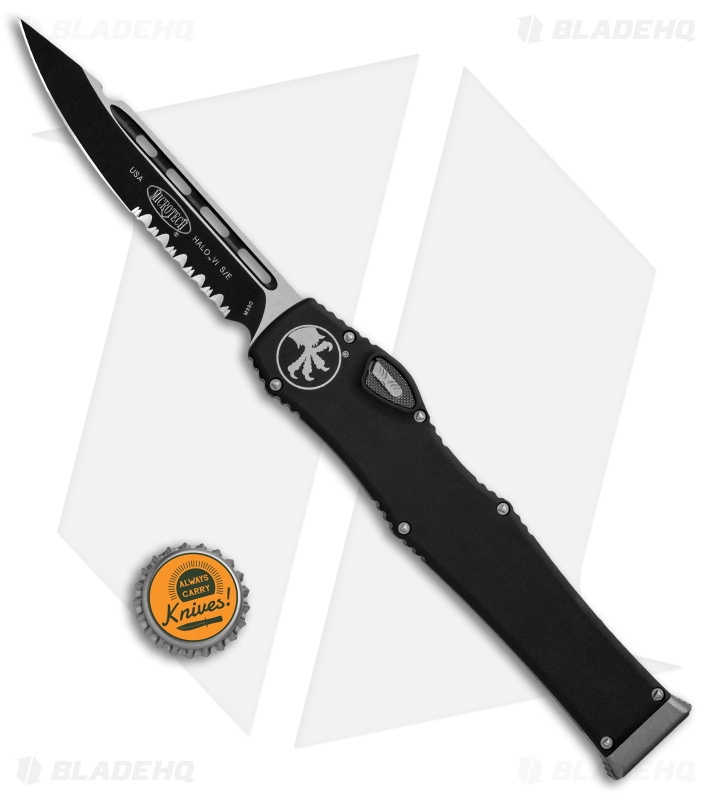 Microtech Halo VI S/E OTF Automatic Knife Black (4.4" Black Serr) 251-2